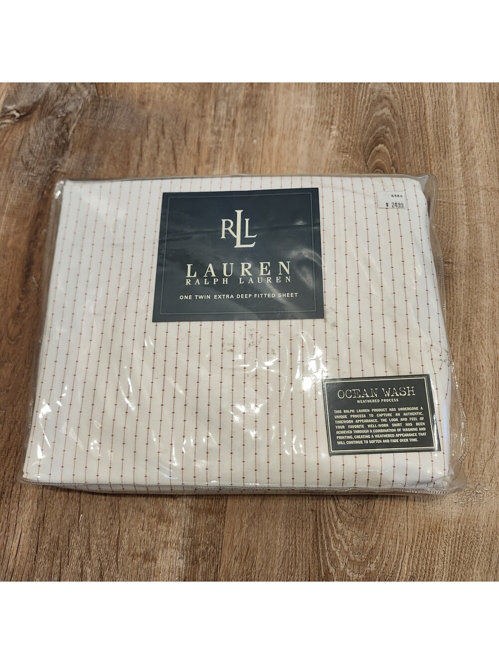 Vtg Ralph Lauren Twin Extra Deep Fitted Sheet Ocean Wash Heartland Calico Red